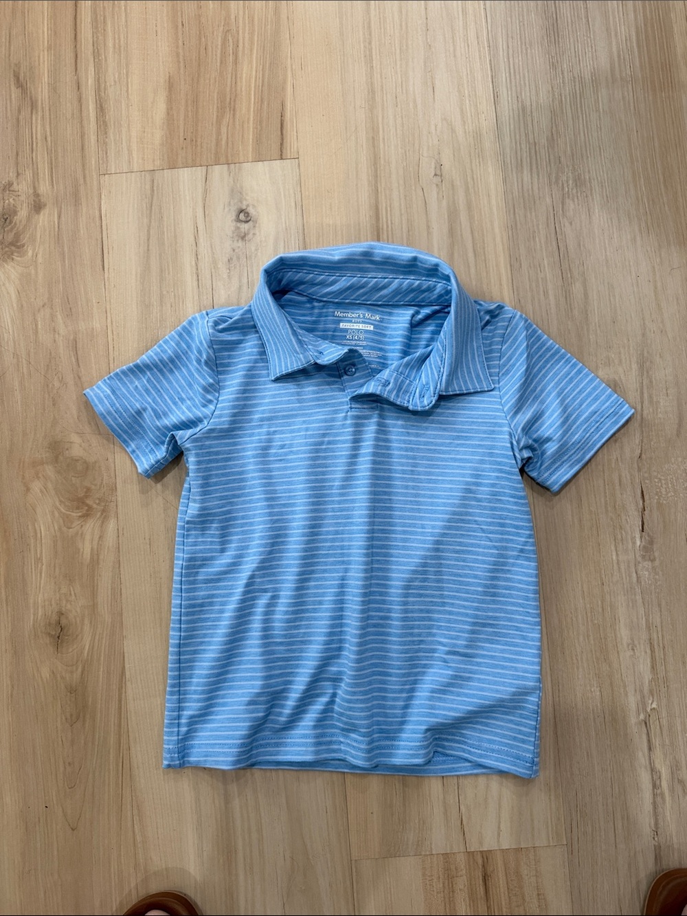 Light Blue Striped Polo Shirt for Kids